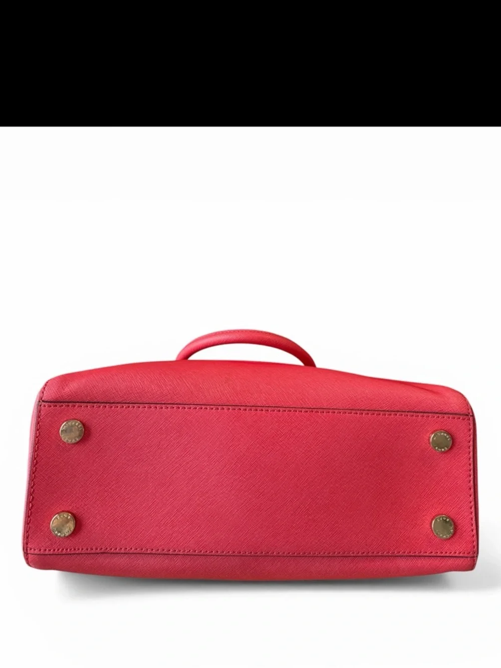 Michael Kors Red Saffiano Leather Satchel Tote Crossbody Gold Hardware Large